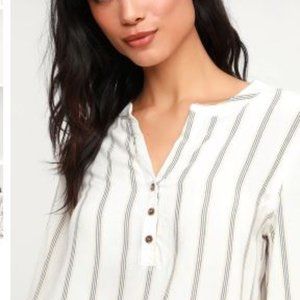 SOLDOUT LULUs Marley Ivory Striped Long Sleeve Top